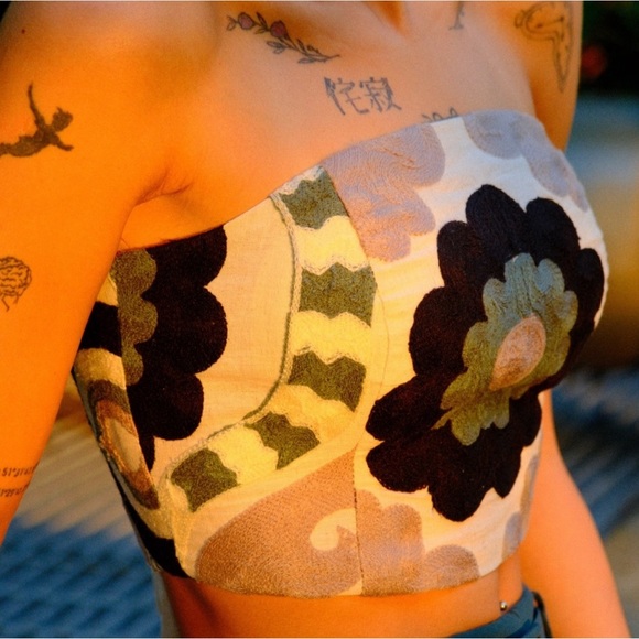 Linen floral vintage crop top - Picture 3 of 4